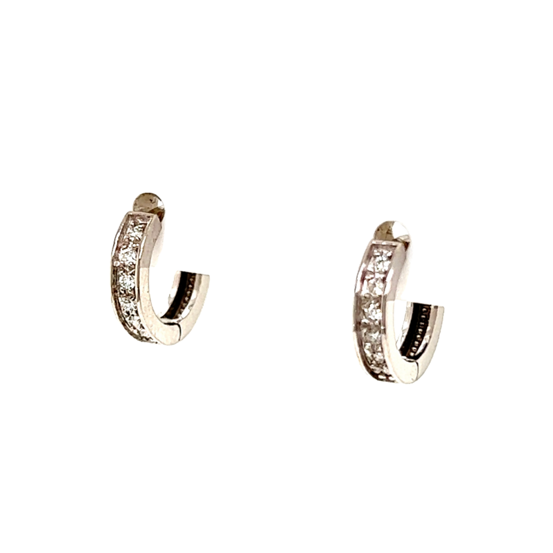 White 14 Karat Diamond Hoop Earrings With 12=0.12Tw Round Brilliant G SI Diamonds